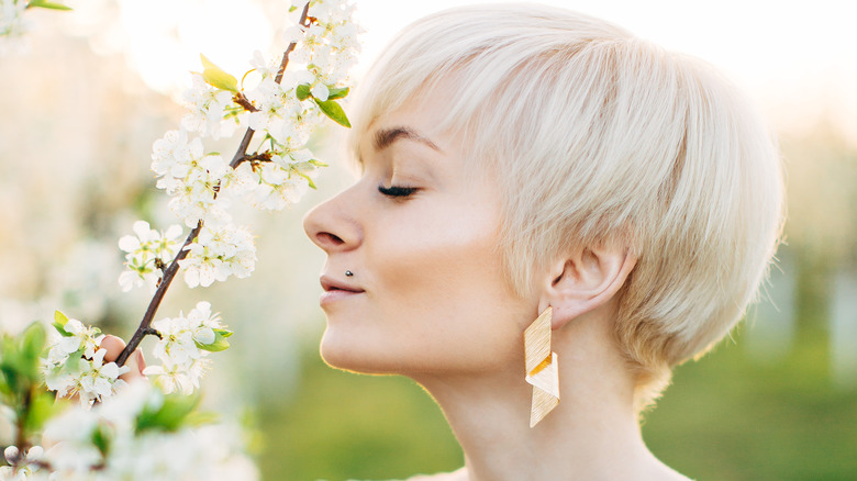 Bride with long pixie cut