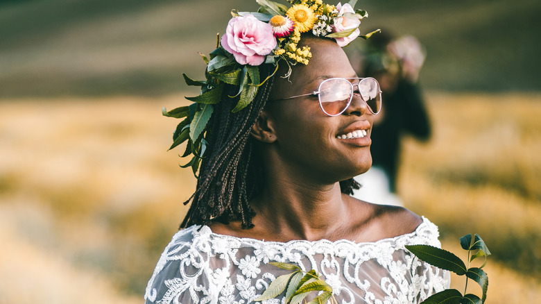 Bride with small braids