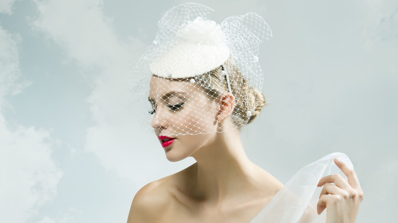 Woman with birdcage veil 