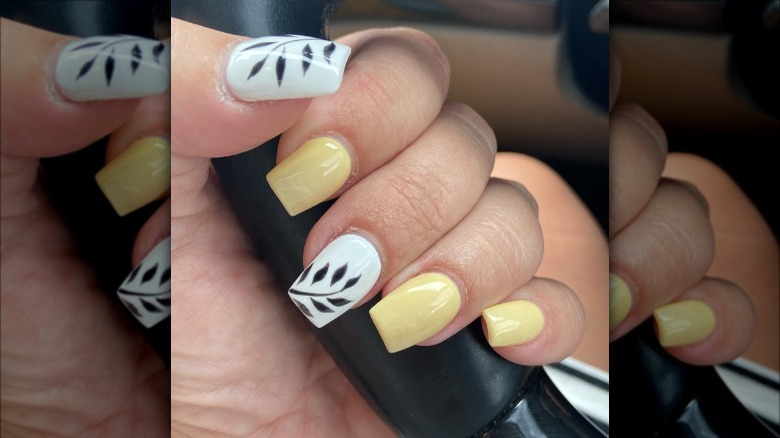 woman with lemon yellow nails