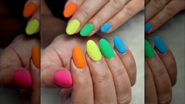 woman with multicolored nails