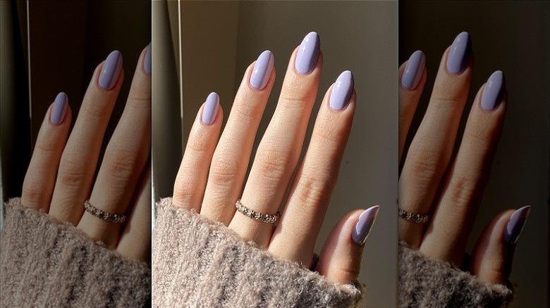 woman with lavender nails