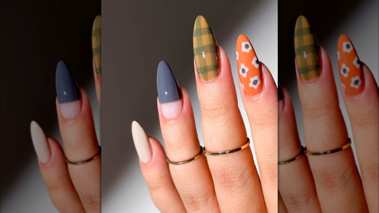 Modern multicolor patterned nails