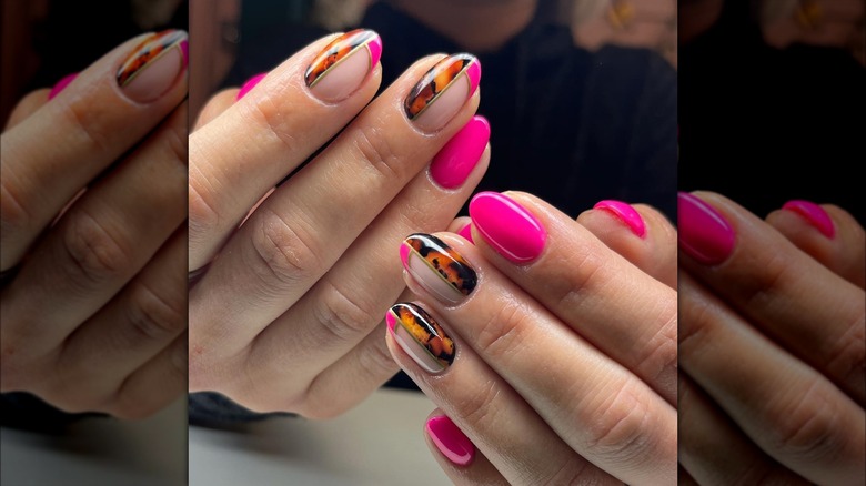 Pink and calico nails