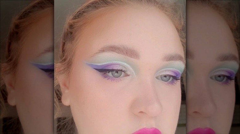 woman wearing pastel graphic eyeliner