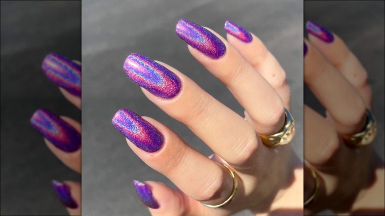 purple reflective nails