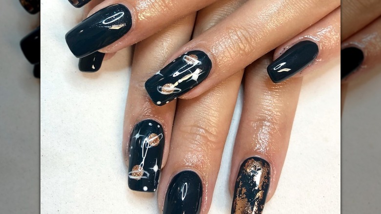 Night sky nail art