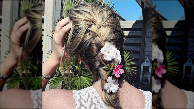braid with flowers for wedding