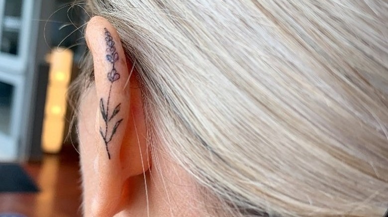 lavender ear helix tattoo