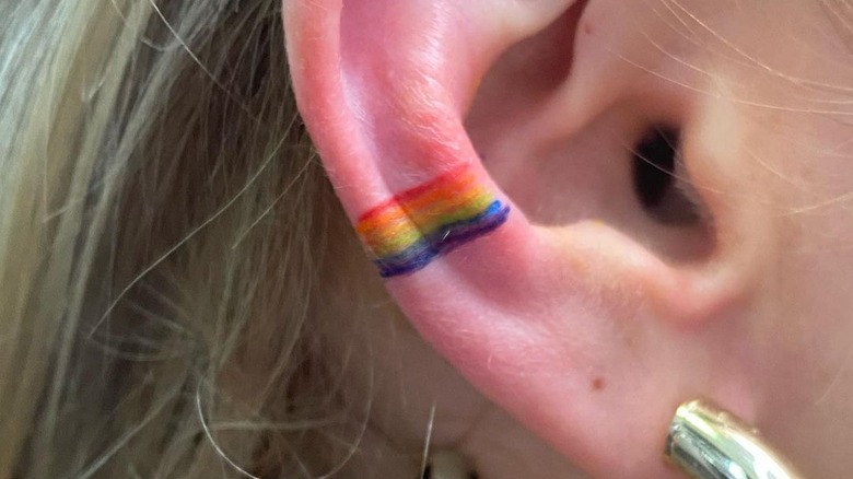 rainbow ciuff ear tattoo