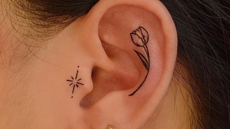 tulip ear tattoo