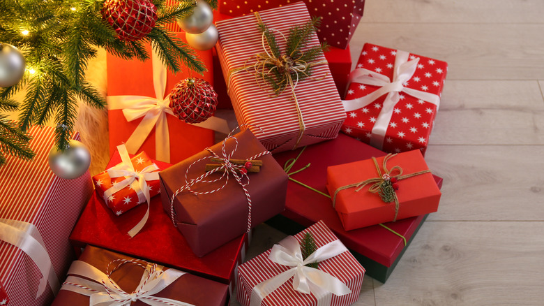 Presents under Christmas tree