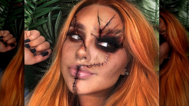 Woman wearing Chucky makeup