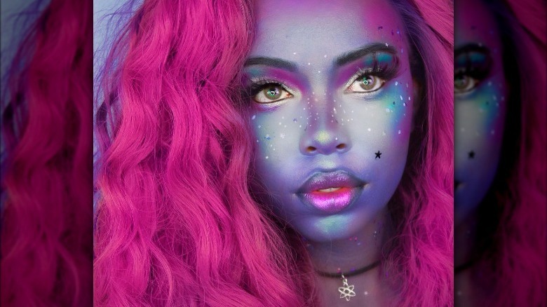 Woman wearing space-themed makeup