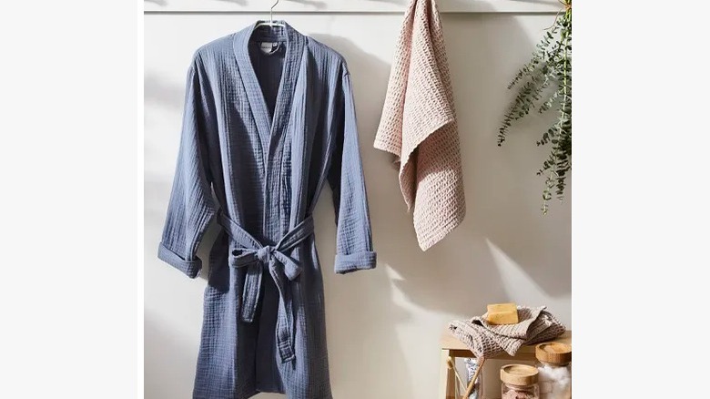 blue cotton robe short