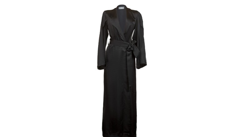 black silk robe long for women