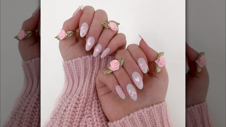 Pink gradient coquette nails
