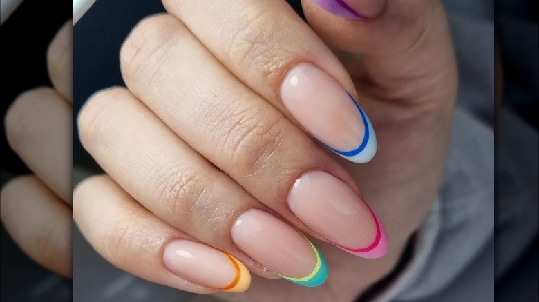 rainbow french manicure 