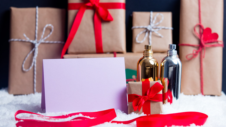 Perfume with holiday gift boxes