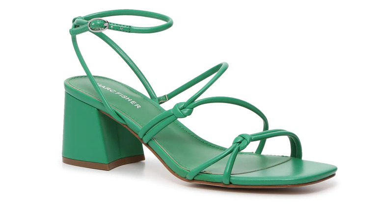 Green square-toe sandals