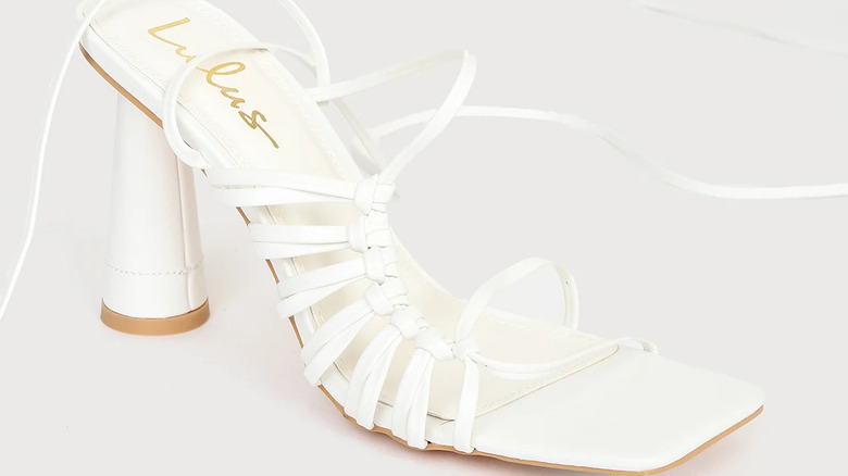 White lace-up sandal
