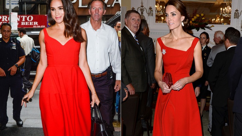 red midi dress with straps