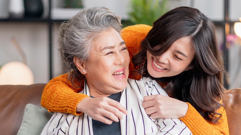 woman laughing with grandma