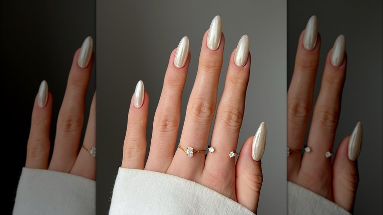 champagne chrome nails