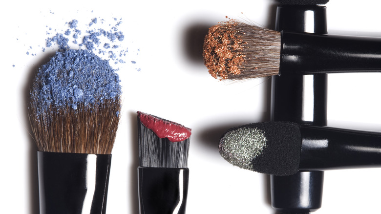 Makeup brushes, white background