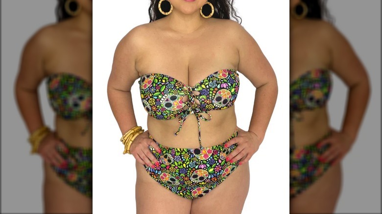 Sugar skull high waist swimsuit