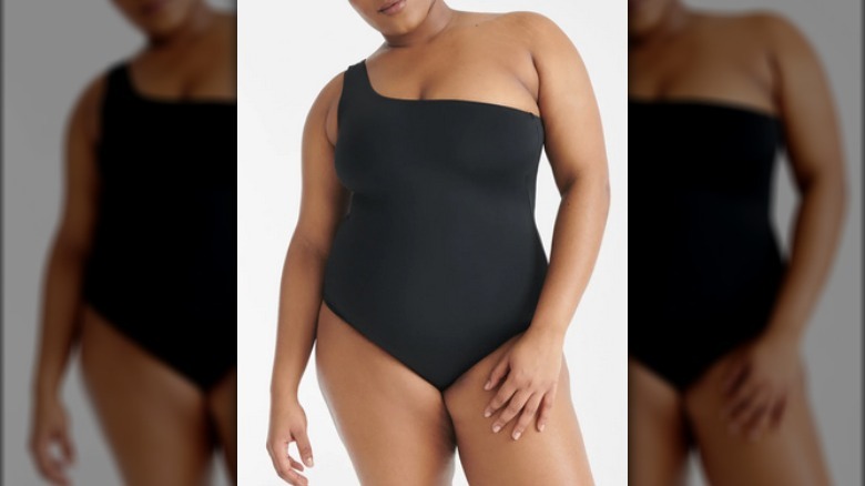 Black one shoulder swimsuit