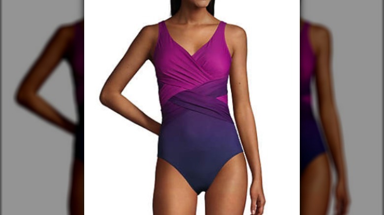Purple one piece swimsuit