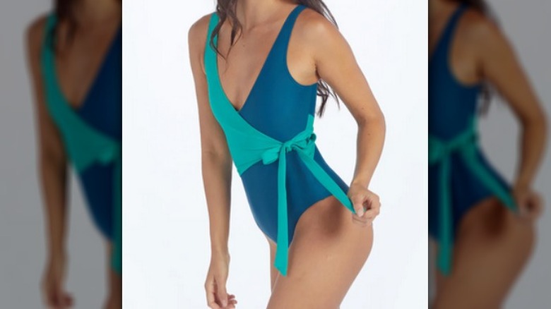 Blue wrap swimsuit