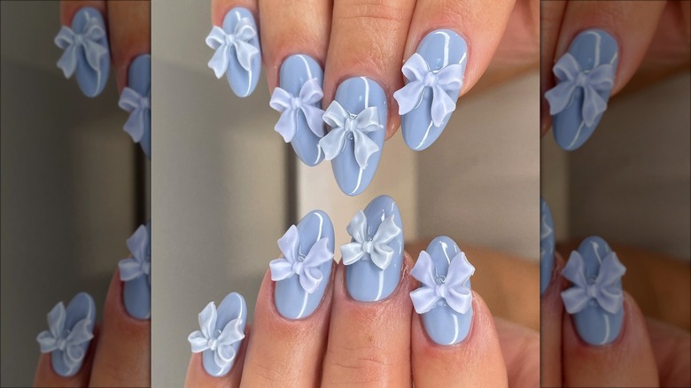 Light blue gel nail design