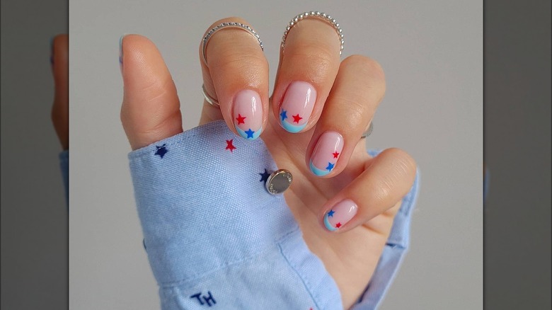 Blue French nails with stars