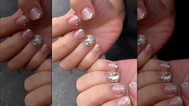 Sequined French manicure