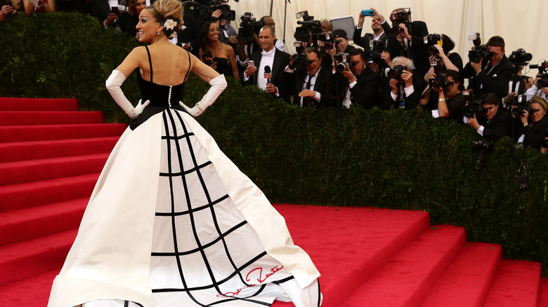 Sarah Jessica Parker wearing black-and-white gown