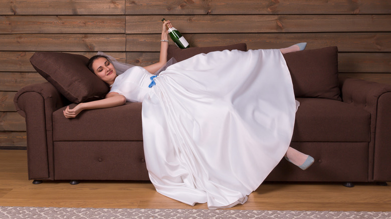 A drunken bride lying down