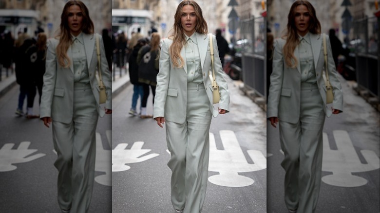 woman wearing monochromatic suit