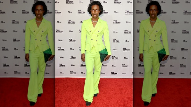 Person wearing chartreuse suit