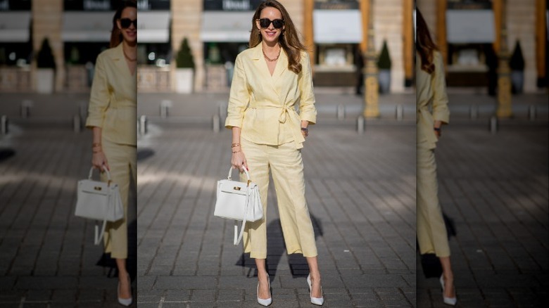 Alexandra Lapp in linen suit