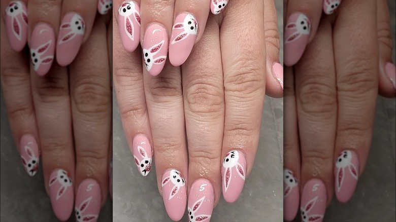 bunnies on pink nails