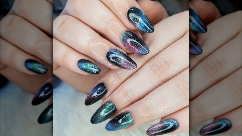 Woman with galactic nails