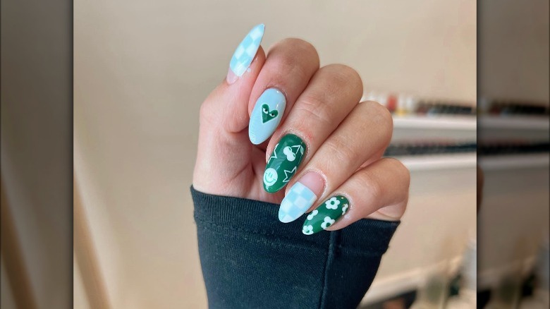 Woman with graphic nails