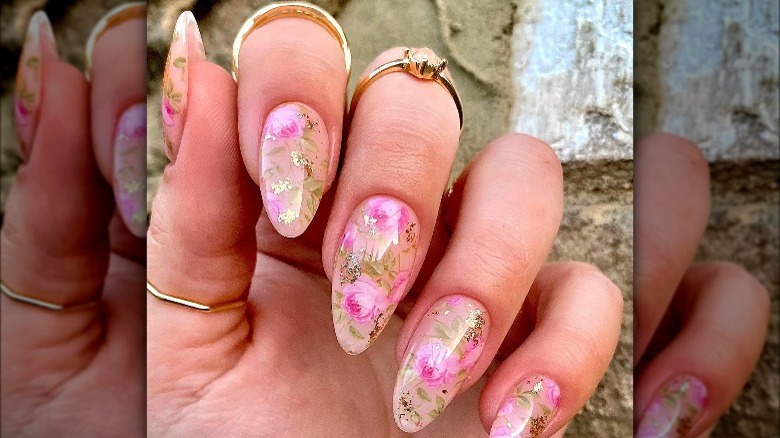 Woman with almond nails