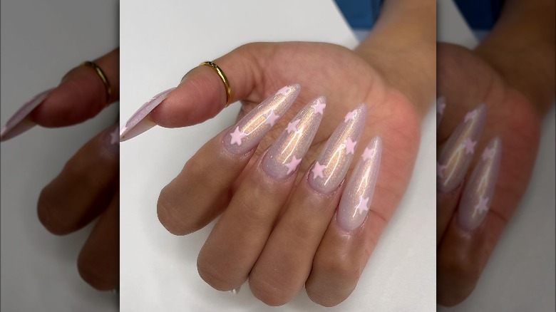 Woman with chrome nails
