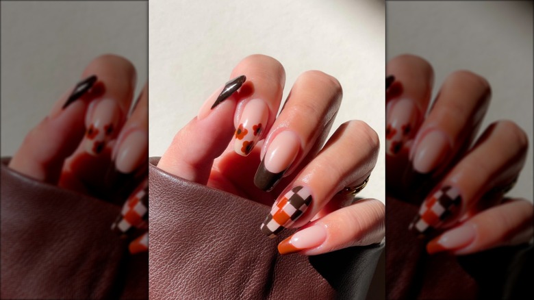 vintage looking brown nail designs