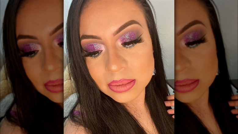 Woman wearing glitter eyeshadow