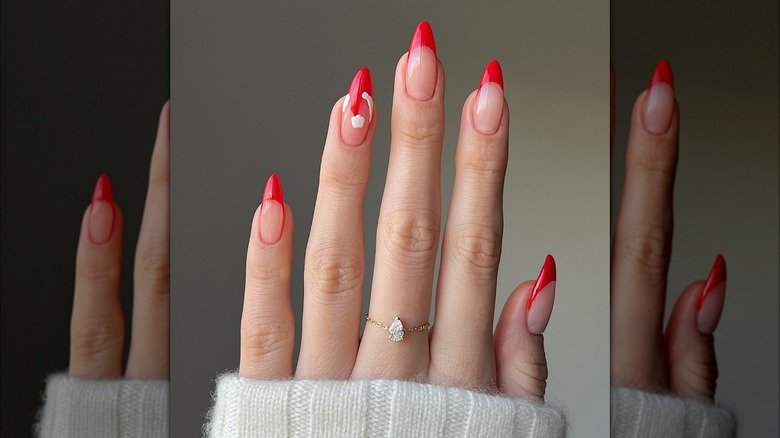 santa hat manicure