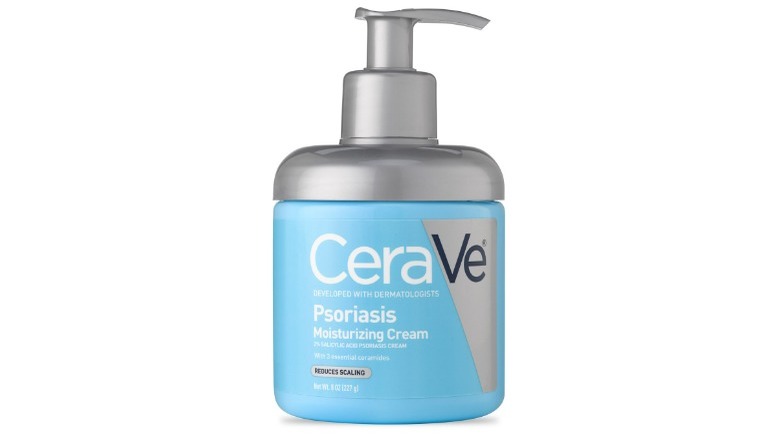 Blue and gray CeraVe lotion bottle